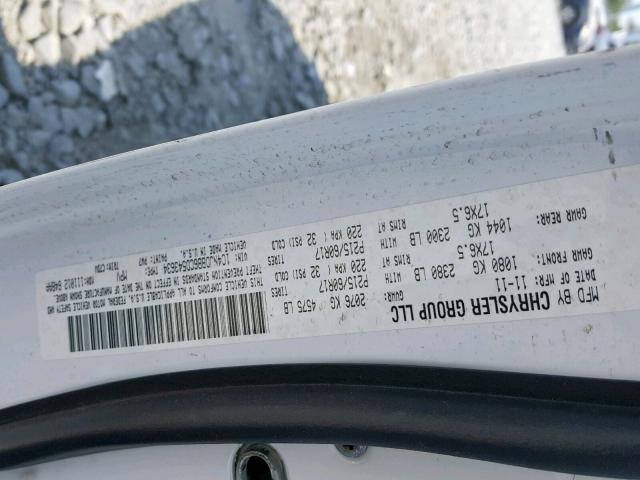 1C4NJDBB6CD543634 - 2012 JEEP COMPASS SP თეთრი ფოტო 10