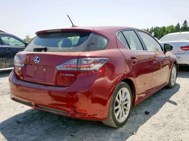 JTHKD5BH7B2039879 - 2011 LEXUS CT 200 RED photo 4