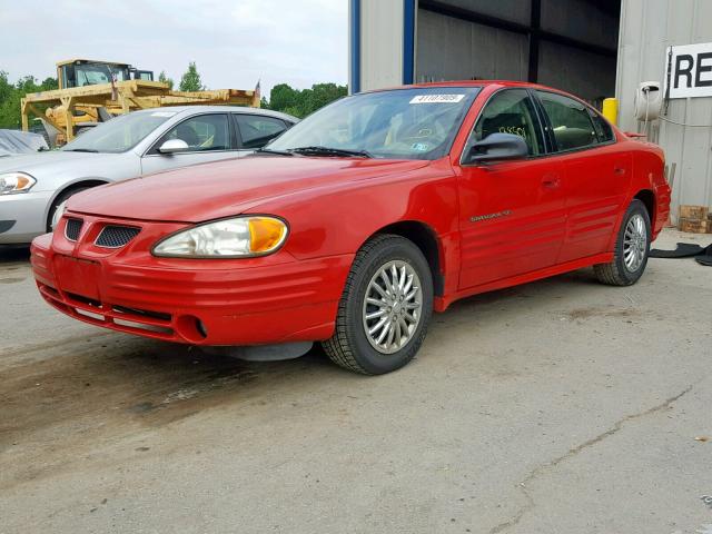 1G2NF52T11M587428 - 2001 PONTIAC GRAND AM S RED photo 2