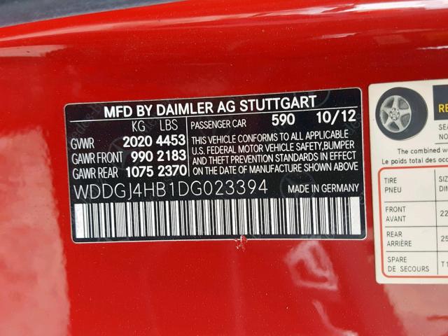 WDDGJ4HB1DG023394 - 2013 MERCEDES-BENZ C 250 RED photo 10