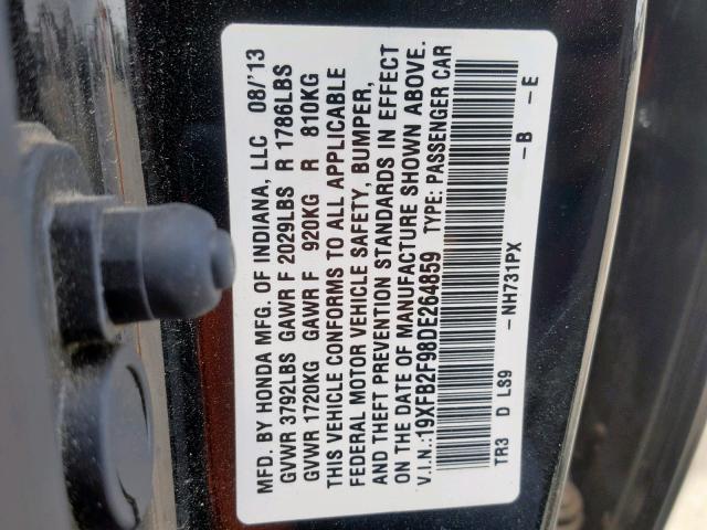 19XFB2F98DE264859 - 2013 HONDA CIVIC EXL 黑色 照片 10