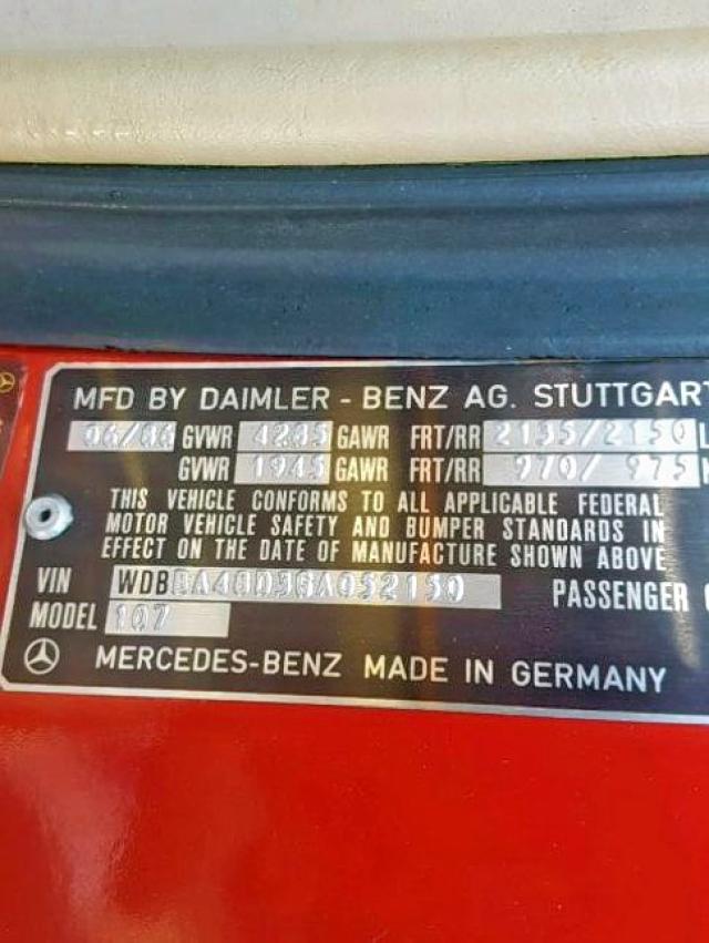 WDBBA48D3GA052150 - 1986 MERCEDES-BENZ 560 SL RED photo 10