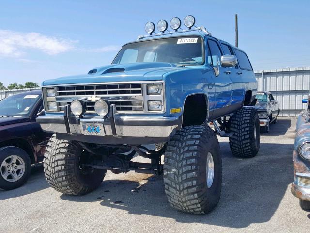 1GCEV16K8HF114567 - 1987 CHEVROLET SUBURBAN V BLUE photo 2