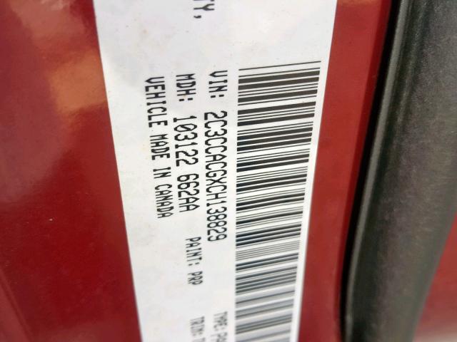 2C3CCACGXCH138829 - 2012 CHRYSLER 300 LIMITE RED photo 10