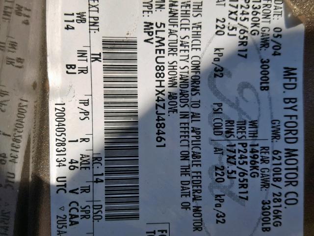 5LMEU88HX4ZJ48461 - 2004 LINCOLN AVIATOR გრაფიტი ფოტო 10