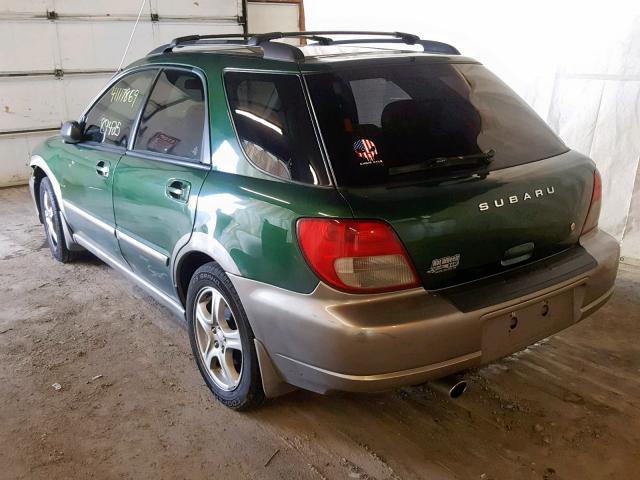 JF1GG68562H835477 - 2002 SUBARU IMPREZA OU GREEN photo 3