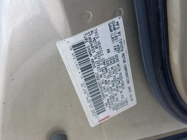 JT6GF10U9Y0049951 - 2000 LEXUS RX 300 GOLD photo 10