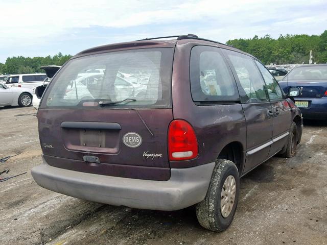 2P4GP25R1VR439116 - 1997 PLYMOUTH VOYAGER BURGUNDY photo 4