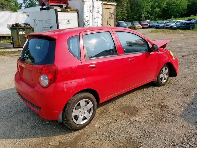 KL1TV65E79B316641 - 2009 CHEVROLET AVEO LS RED photo 4