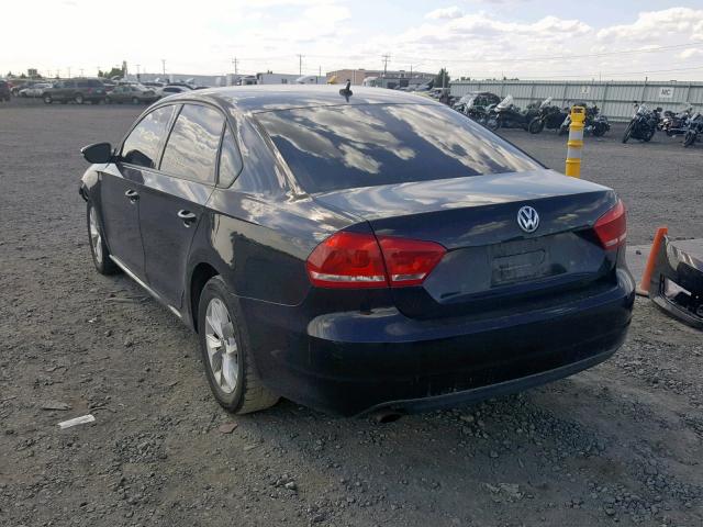 1VWAP7A39CC054821 - 2012 VOLKSWAGEN PASSAT S BLACK photo 3