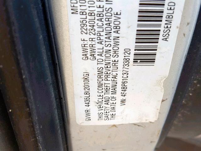 4S4BP61C377338120 - 2007 SUBARU LEGACY OUT SILVER photo 10