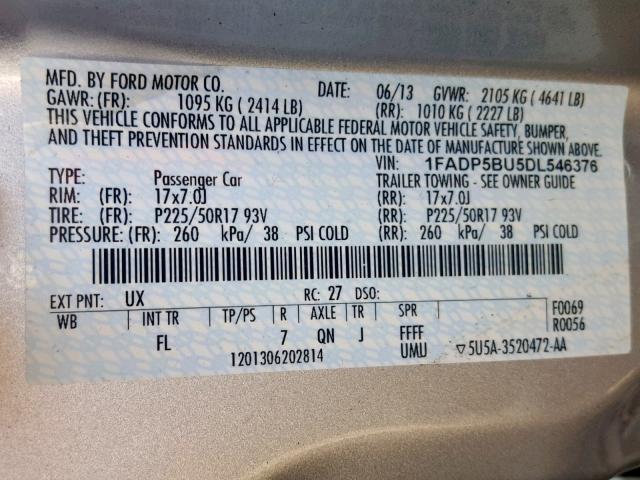 1FADP5BU5DL546376 - 2013 FORD C-MAX SEL SILVER photo 10