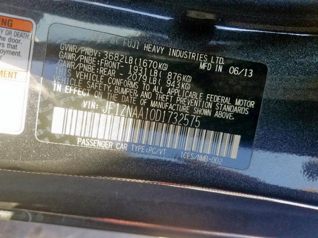 JF1ZNAA10D1732575 - 2013 TOYOTA SCION FR-S CHARCOAL photo 10