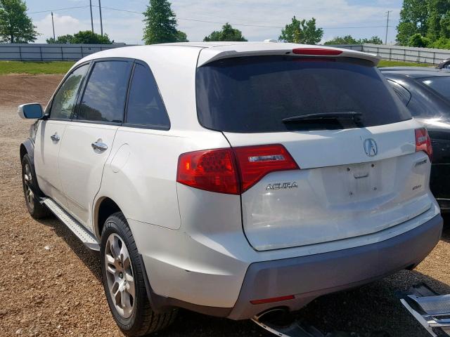 2HNYD28289H513959 - 2009 ACURA MDX WHITE photo 3