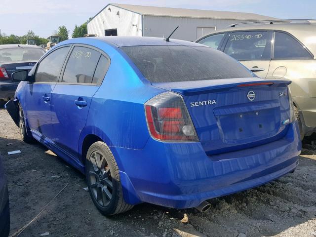 3N1BB6AP2CL738054 - 2012 NISSAN SENTRA SE- BLUE photo 3