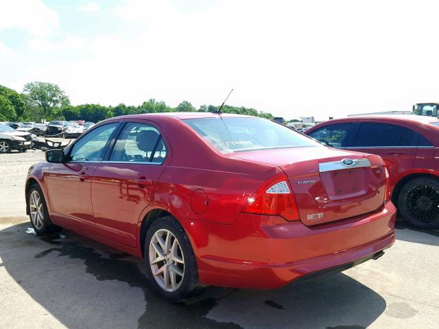 3FAHP0JA7BR155045 - 2011 FORD FUSION SEL RED photo 3