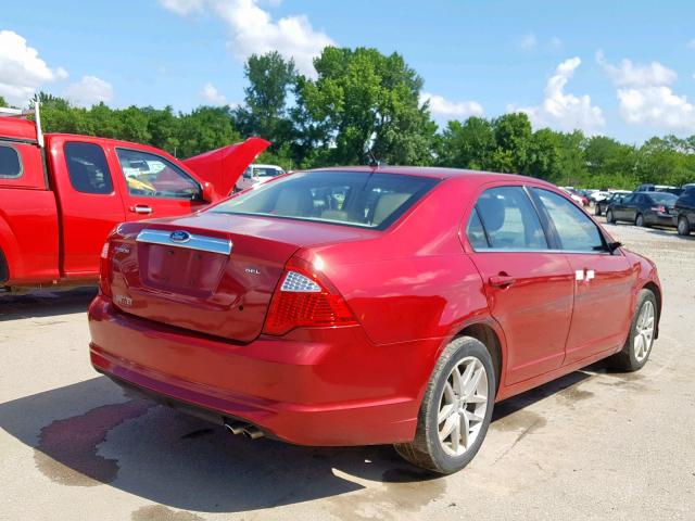3FAHP0JA7BR155045 - 2011 FORD FUSION SEL RED photo 4