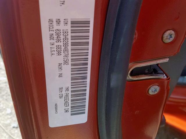 1B3HB28B48D701502 - 2008 DODGE CALIBER ORANGE photo 10