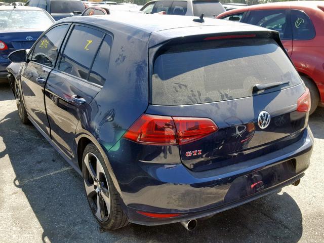 3VW547AU7GM041203 - 2016 VOLKSWAGEN GTI S/SE BLUE photo 3