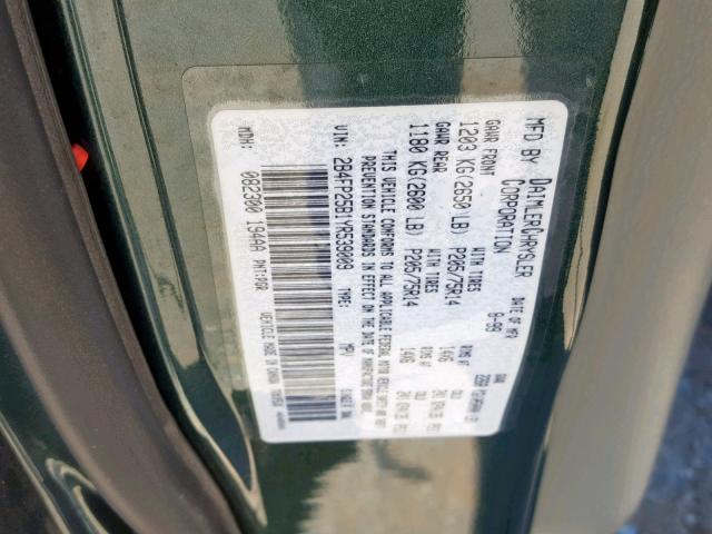 2B4FP25B1YR539009 - 2000 DODGE CARAVAN GREEN photo 10