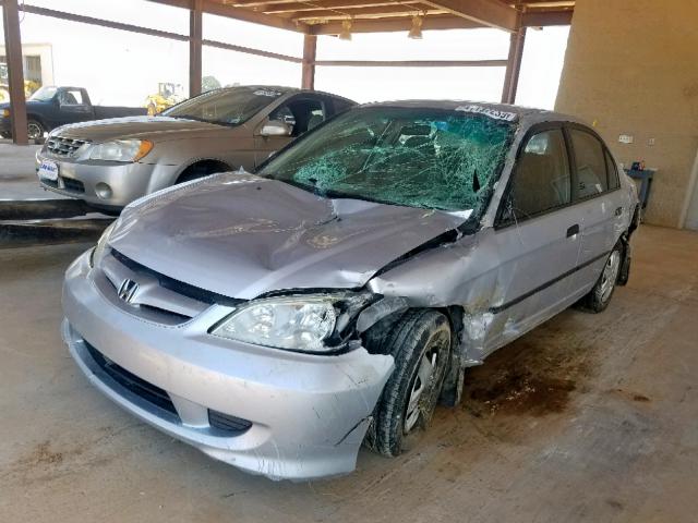 1HGES164X5L004838 - 2005 HONDA CIVIC DX SILVER photo 2