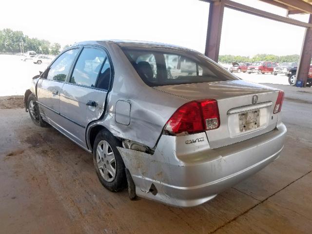 1HGES164X5L004838 - 2005 HONDA CIVIC DX SILVER photo 3