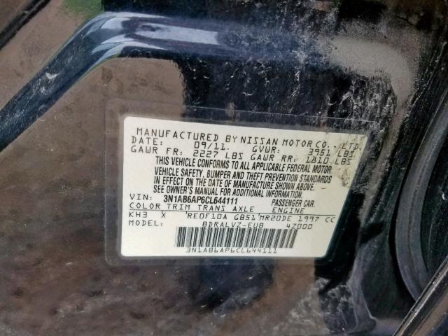 3N1AB6AP6CL644111 - 2012 NISSAN SENTRA 2.0 BLACK photo 10