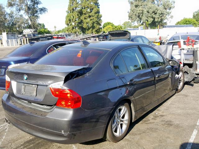 WBAVA375X8NL53489 - 2008 BMW 328 I GRAY photo 4