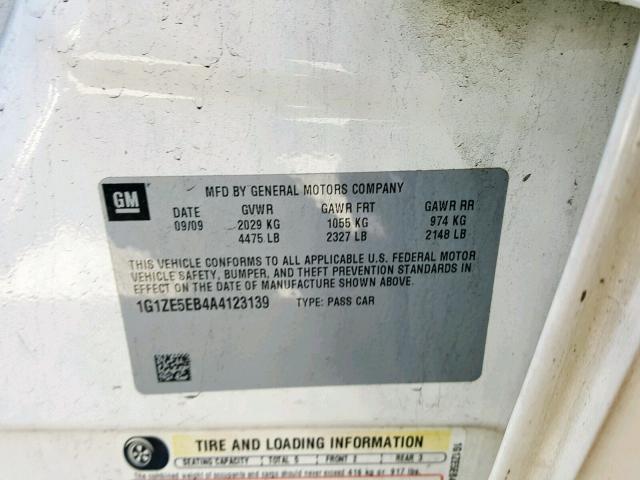 1G1ZE5EB4A4123139 - 2010 CHEVROLET MALIBU LTZ 白色 照片 10