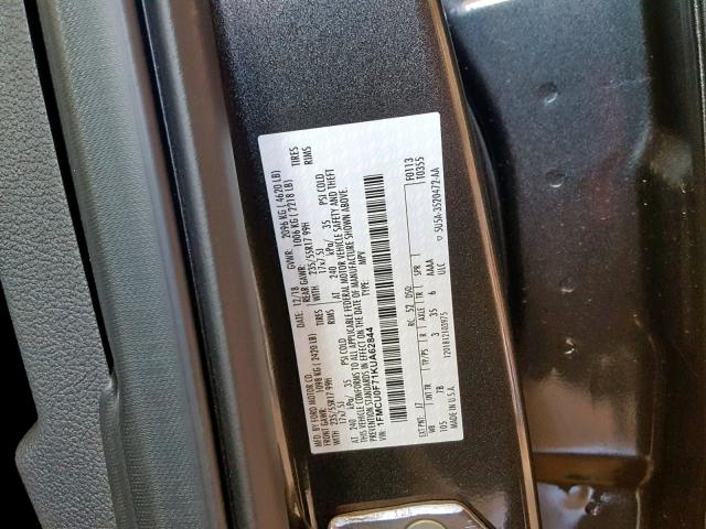 1FMCU0F71KUA62844 - 2019 FORD ESCAPE S GRAY photo 10