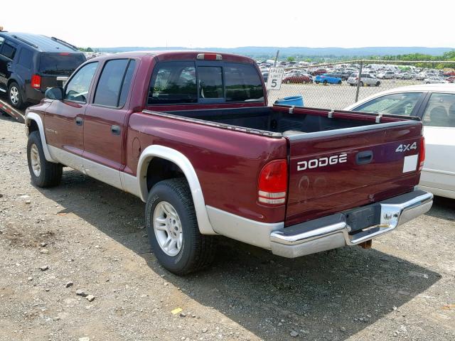 1B7HG2AN51S293887 - 2001 DODGE DAKOTA QUA MAROON photo 3