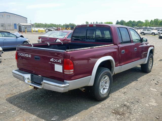 1B7HG2AN51S293887 - 2001 DODGE DAKOTA QUA MAROON photo 4