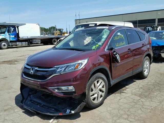 5J6RM4H7XFL010640 - 2015 HONDA CR-V EXL BURGUNDY photo 2