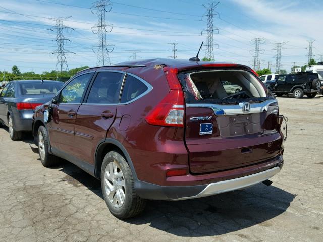 5J6RM4H7XFL010640 - 2015 HONDA CR-V EXL BURGUNDY photo 3