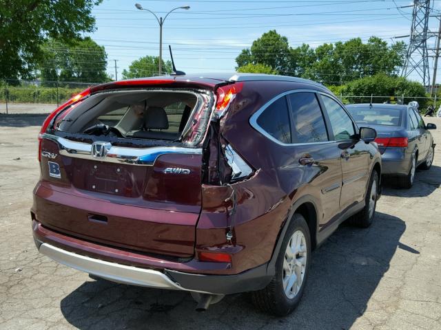 5J6RM4H7XFL010640 - 2015 HONDA CR-V EXL BURGUNDY photo 4