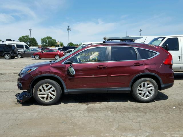 5J6RM4H7XFL010640 - 2015 HONDA CR-V EXL BURGUNDY photo 9