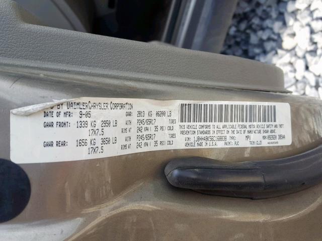 1J8HH48K56C168838 - 2006 JEEP COMMANDER GRAY photo 10