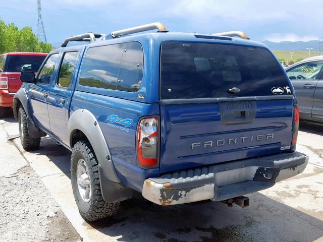 1N6ED27Y01C326363 - 2001 NISSAN FRONTIER C BLUE photo 3