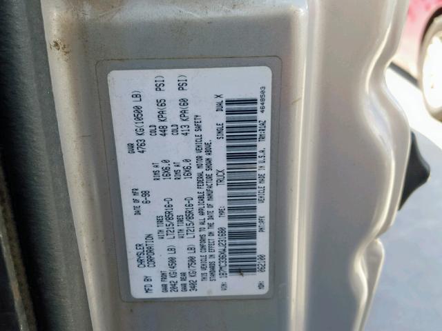 1B7MC336XWJ231680 - 1998 DODGE RAM 3500 SILVER photo 10