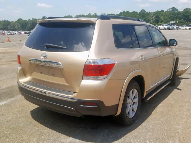 5TDZK3EH9CS056229 - 2012 TOYOTA HIGHLANDER GOLD photo 4