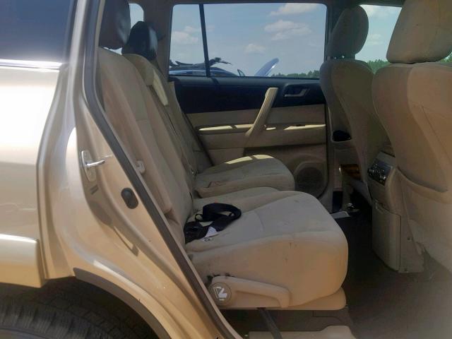 5TDZK3EH9CS056229 - 2012 TOYOTA HIGHLANDER GOLD photo 6