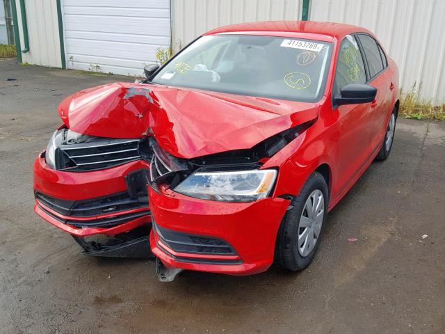 3VW2K7AJ2FM291297 - 2015 VOLKSWAGEN JETTA BASE RED photo 2