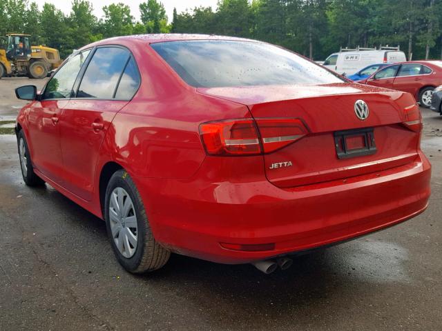 3VW2K7AJ2FM291297 - 2015 VOLKSWAGEN JETTA BASE RED photo 3