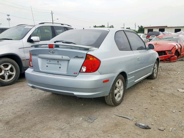 KMHCG35C53U258648 - 2003 HYUNDAI ACCENT GL BLUE photo 4