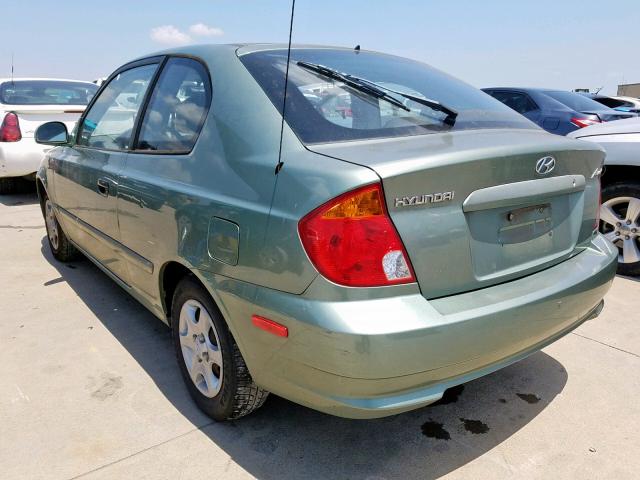 KMHCG35CX4U301494 - 2004 HYUNDAI ACCENT GL GREEN photo 3