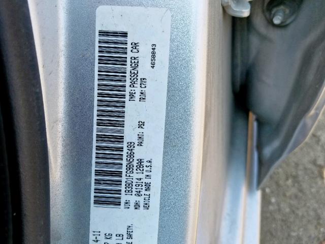 1B3BD1FG9BN586499 - 2011 DODGE AVENGER MA SILVER photo 10