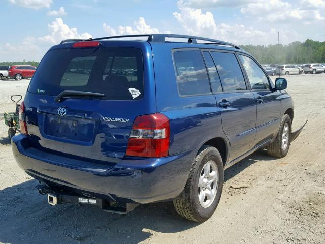 JTEGD21A960148061 - 2006 TOYOTA HIGHLANDER BLUE photo 4