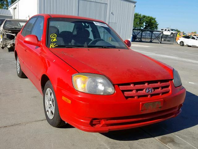 KMHCG45C25U592452 - 2005 HYUNDAI ACCENT GL RED photo 1