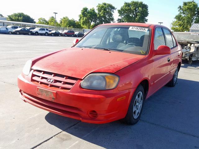 KMHCG45C25U592452 - 2005 HYUNDAI ACCENT GL RED photo 2