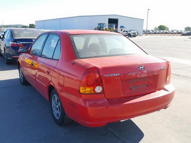 KMHCG45C25U592452 - 2005 HYUNDAI ACCENT GL RED photo 3